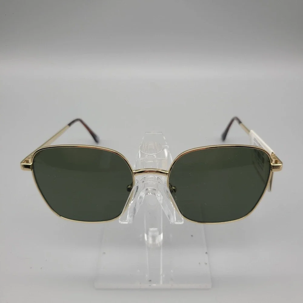 AIRE Spiral 2442269 Gold Metal Geometric Square Sunglasses Green Lens NEW